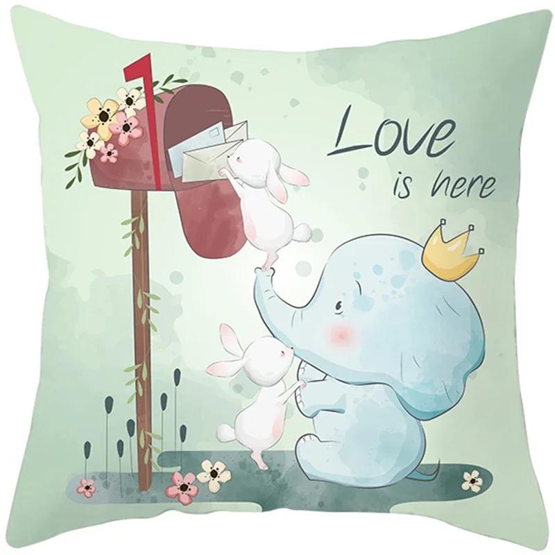 Cute Animals Printing Throw Pillow Case Home Decor for Sofa Bedroom Polyester Cushion cover Designer Funda Cojines x