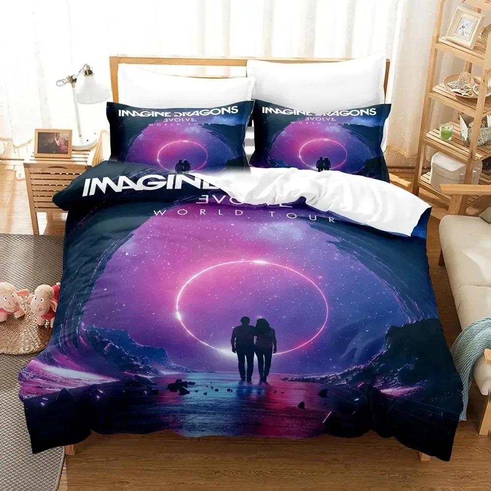 3D Print Imagine Dragons Album Cover Bedding Set Duvet Cover Bed Set Quilt Cover Pillowcase Comforter king Queen Size Boys Adult