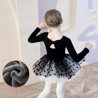 Kinder Tanzkleidung aus reiner Baumwolle, Schwarze Winter Mädchen Übungskleidung, Winter Chinesische Tanz Übungskleidung, Kinder Tutu