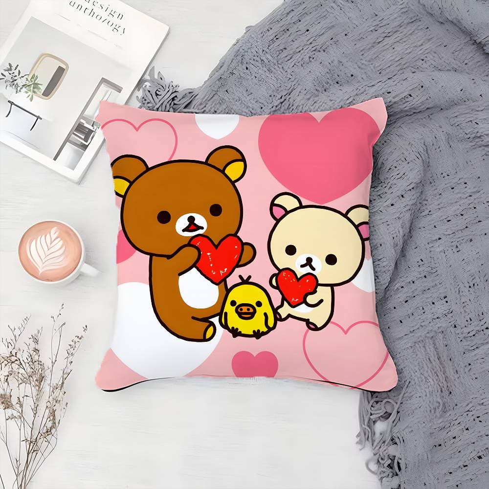 Cute R-Rilakkumas-MT Warmth Companionship Pillow Case Printing Pillowcase Living Room Sofa Cushion Cover Bedroom Room Decor