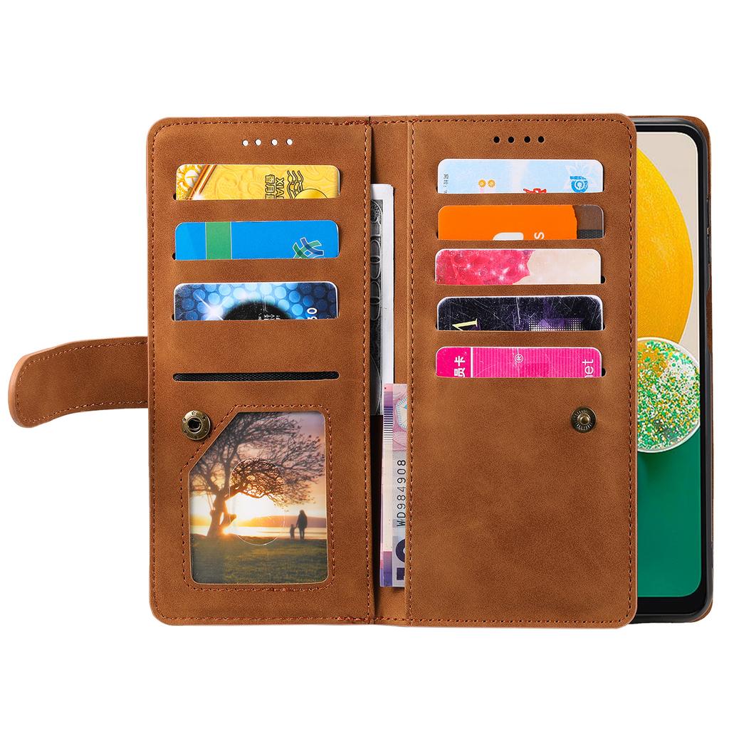 For Samsung Galaxy S25+ Case PU Leather Phone Cover with Zipper Wallet 9 Card Slots