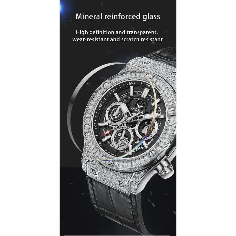 ONOLA Fashion Sports Luxury Men Wristwatch Date Waterproof Luminous Chronograph Man Watch Unique Leather Quartz Men's Watch