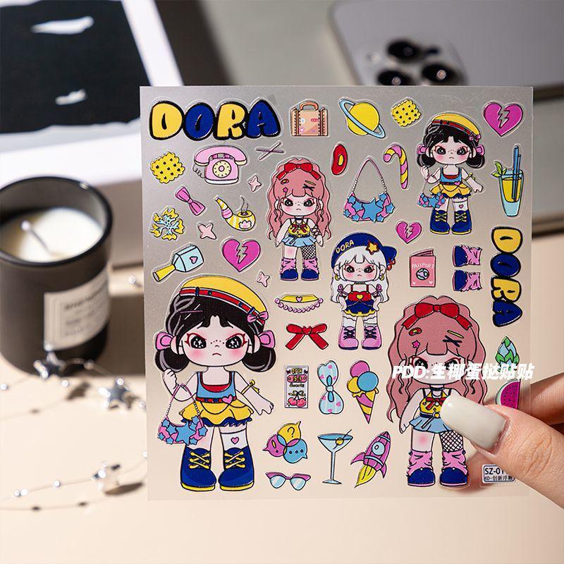 3D Embossed Waterproof Dora Stickers for Phone & Journal - Cute & Girly DIY Decoration