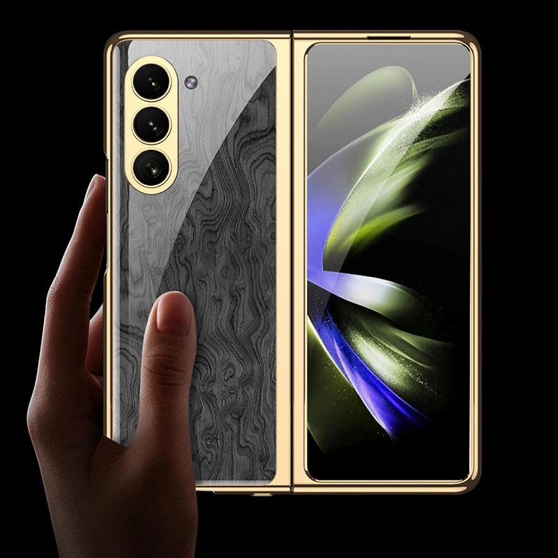 Luksusowe Platerowane Etui Pełne Pokrycie dla Samsunga Galaxy Z Fold 7 6 5 Fold5 Malowane Szkło Hartowane Odporne na Wstrząsy Ochronne Etui na Telefon