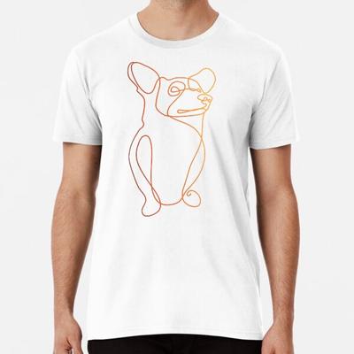 Buntes Corgi One Line Art Premium T-Shirt S bis 5XL Hergestellt in der AU/USA T-Shirt
