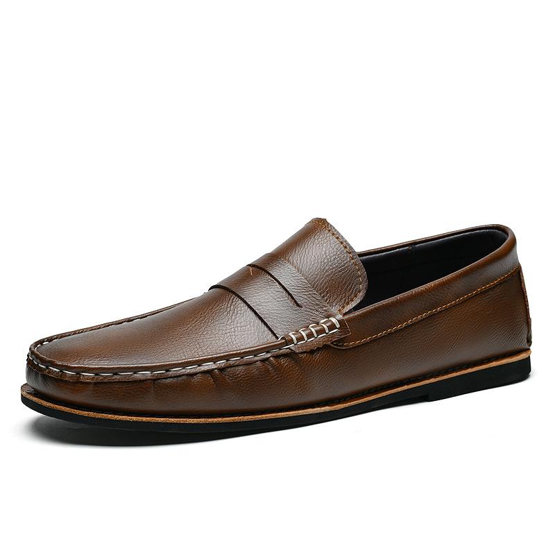 Fashion Trendy Fashion Outdoor Lazy Loafers Genuine Leather Men's Shoes 2025 New Summer New Driving Flat Casual Style Men's Dress Shoes