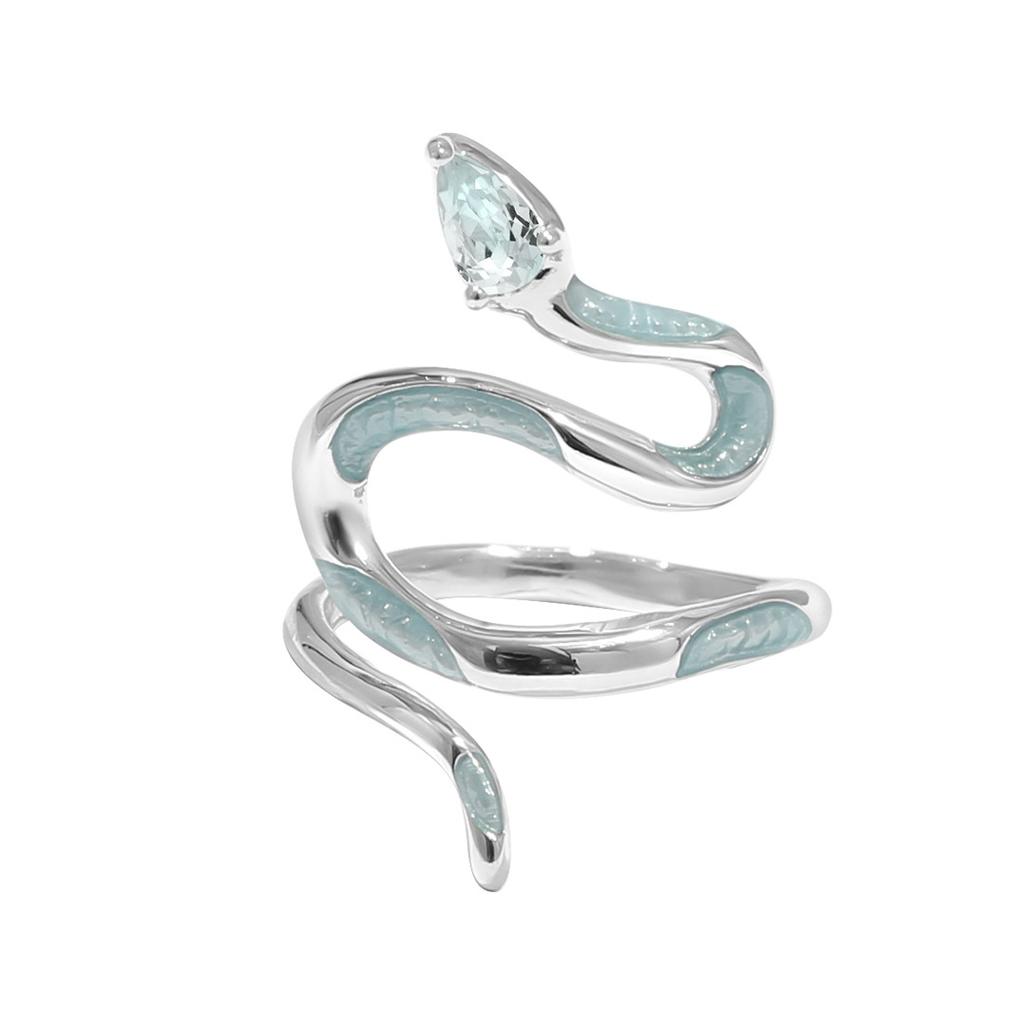 Ice Blue Snake Court Ring Female Design Sense Niche Personality Versatile Opening Advanced Sense Light Luxury Cold Wind Jewelry
