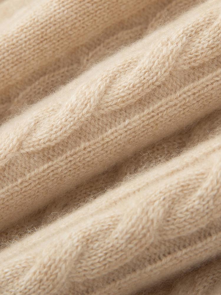 Pure Cashmere Cable Knit Zipper Cardigan Coat