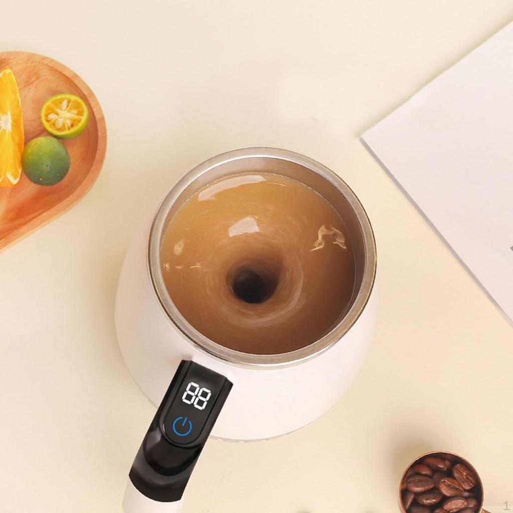 Electric Mixing Cup Mixer Portable Stainless Steel Self Stirring Coffee Mug 380ml for Kitchen Office