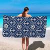 1pc Ocean Element Printed Beach Towel, Starfish Boat Anchor Design for Travel Swimming Pool Yoga Gym Exercise Towel Gift