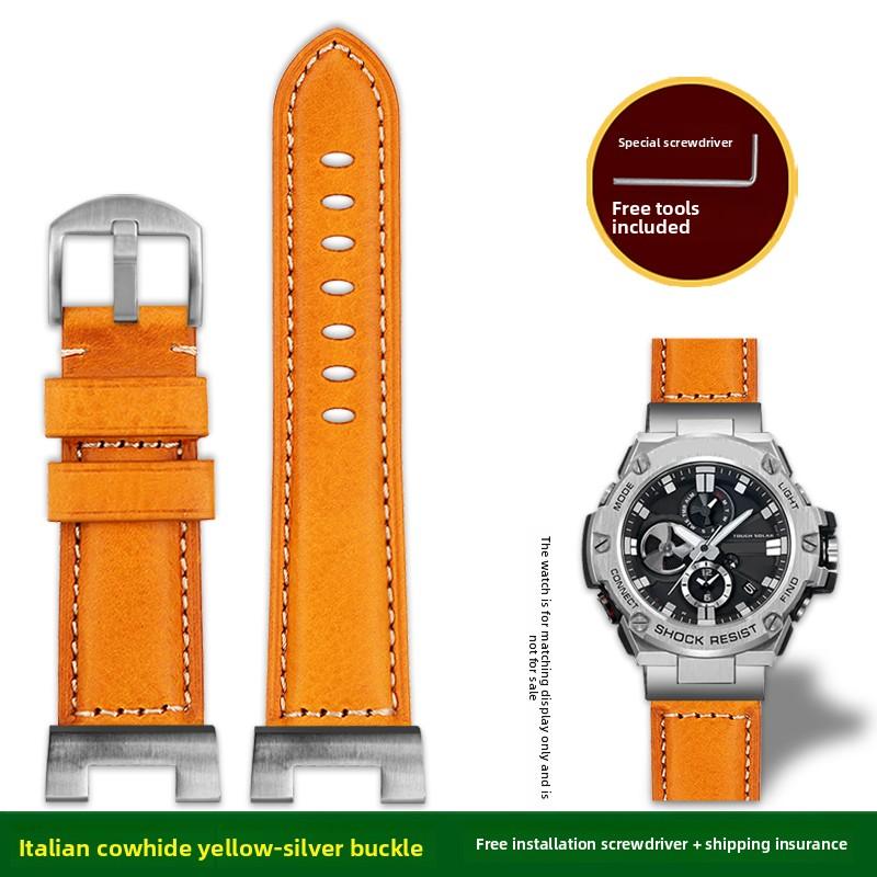 Retro matt Rindsleder Uhrenarmband für Casio G-Shock GST-210 GST-W300 GST-400G GST-B100 S100D/S110D/W110 Herren Lederarmband Armband