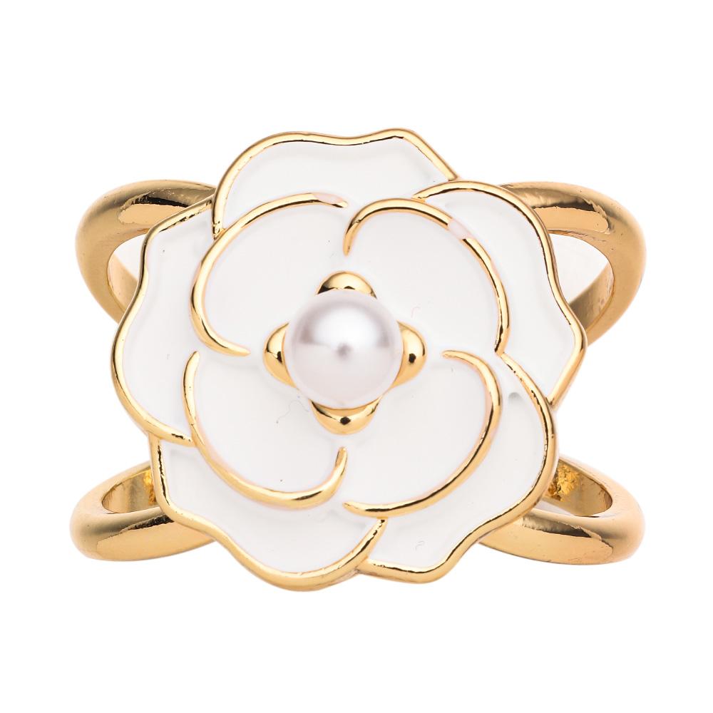 Silk Scarf Buckle Clothing Ring Wrap Holder Pearl Floral Scarf Ring Clip Camellia Scarf Buckle