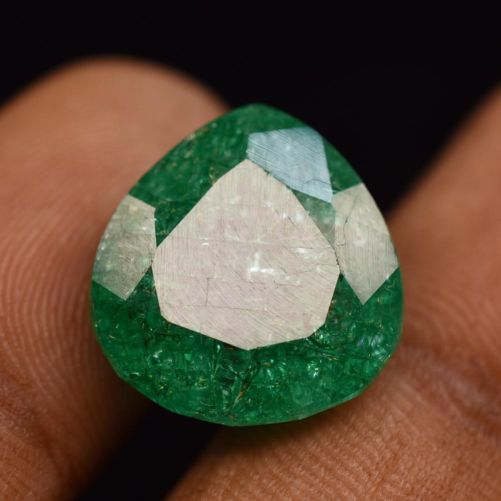 Natural Green Emerald 20.15 Ct Certified Pear Cut Loose Gemstone 15x15 mm