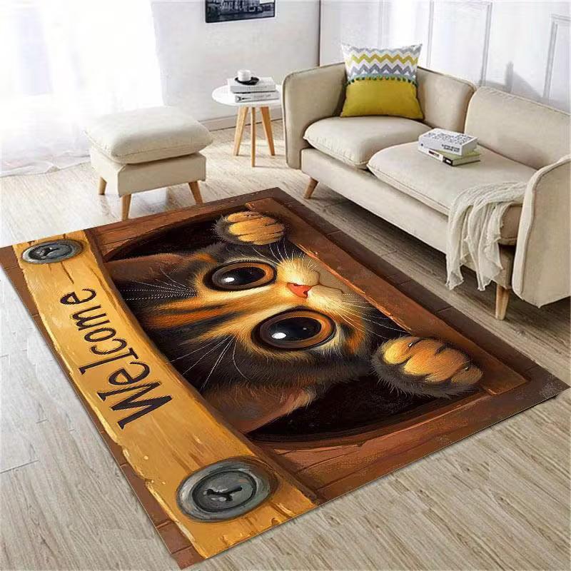 Cozy Cat Welcome Mat with Cute Kitten Paw Prints Non-Slip Entryway Rug Funny Pet Floor Carpet for Cat Lovers Gift for Cat Owners