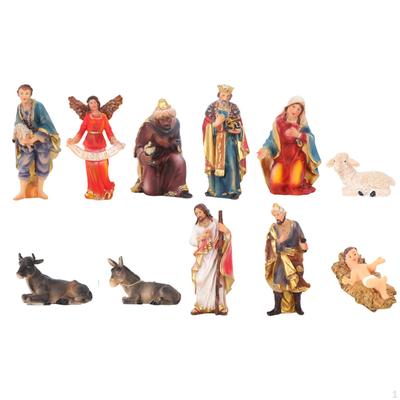 11 stück Krippen Szene Figuren Geburt von Jesus Statue Set Weihnachten Handwerk Kunst Bunte Krippe