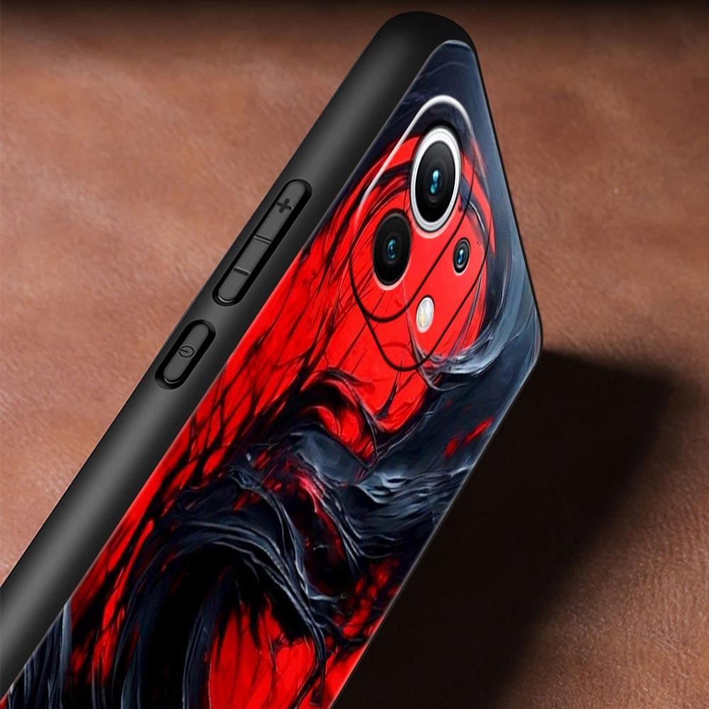 Black Red Ripple Art Phone Case Cover for Xiaomi Mi 17 15 14 13 12 11 Ultra 15T 14T 13T 12T 11T Pro Lite 5G Soft TPU Shell Funda