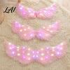 Feather Wings for Adults LED Light Up Angel Costume Kids Stage Performance Glowing Fairy Wings Halloween Cosplay Party Props Theatre