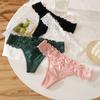 Ice Silk T-back Low-rise Solid Color See Through Lace Design Sexy Thong Women Accessory