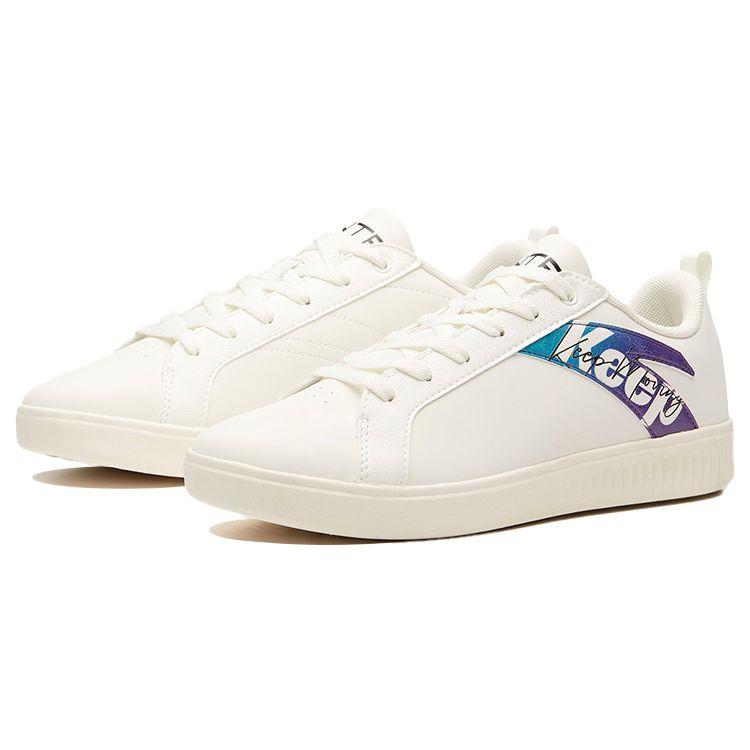 Anta Lifestyle Series Synthetic Leather Wear-Resistant Lightweight Non-Slip Low-Top Skate Shoes Men Sneaker White Green Purple 112018060-3