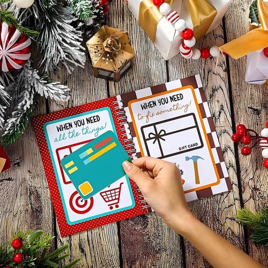 Merry Christmas Gift Card Book 10 Pages Greeting Card Album Keeper DIY Spiral Bound Christmas Gift Card Holder Xmas Gifts for Family Friends Students
