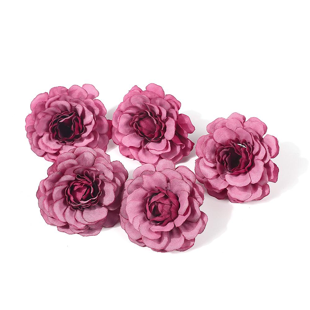5/10Pcs Pink Rose Artificial Flowers Heads Silk Fake Flower For Birthday Party Wedding Decoration Home Decor Garland Accessories