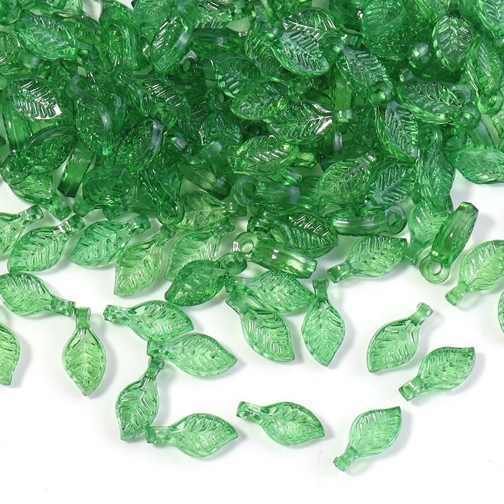 20-200pcs/lot Transparent Green Leaves Beads Loose Acrylic Charms Beads For DIY Pendant Earrings Necklace Jewelry Accessories
