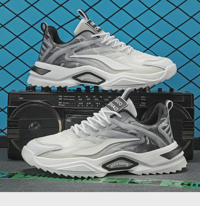 2024 Spring Men's Thick-Soled Trendy Casual Dad Shoes - Versatile, Breathable, and Ideal for Running and Sports.