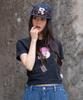 RuNaKi'Hu' Wxt076 Kinoko House Applique T-Shirt (Black)