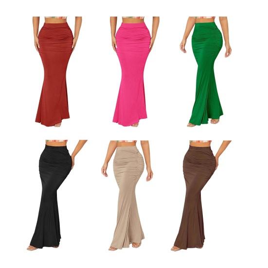 Sukně rybího střihu s vysokým pasem a řasením Dámská sukně Jednobarevný design Zeštíhlující efekt Dlouhá sukně Dojíždění Streetwear