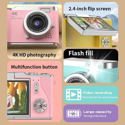 High-Definition HD Digital Camera 4K 48MP Flip Screen Video Camcorder CCD Led Flash Light 8X Digital Zoom Entry-Level Ccd Camera