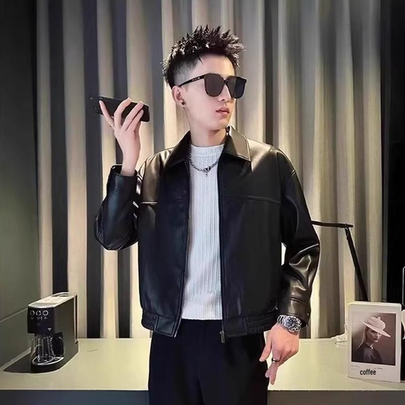 Men's Trendy Short Leather Jacket - Cool Street Style Fashion for Spring & Autumn 2025