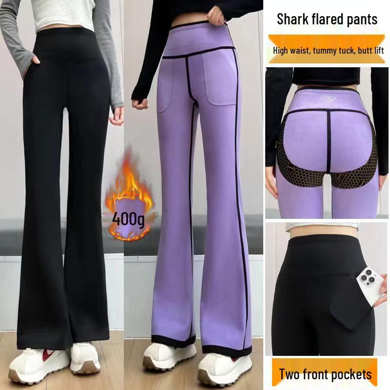 Women's Velvet Micro Flare Pants: High Waist, Tummy Control, Hip-Lifting, Warm, Slimming Yoga Wear for Winter