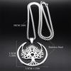 Witch Moon Trinity Knot Tree of Life Necklace for Women Men Stainless Steel Silver Color Aesthetic Amulet Chain Jewelry N9745S02