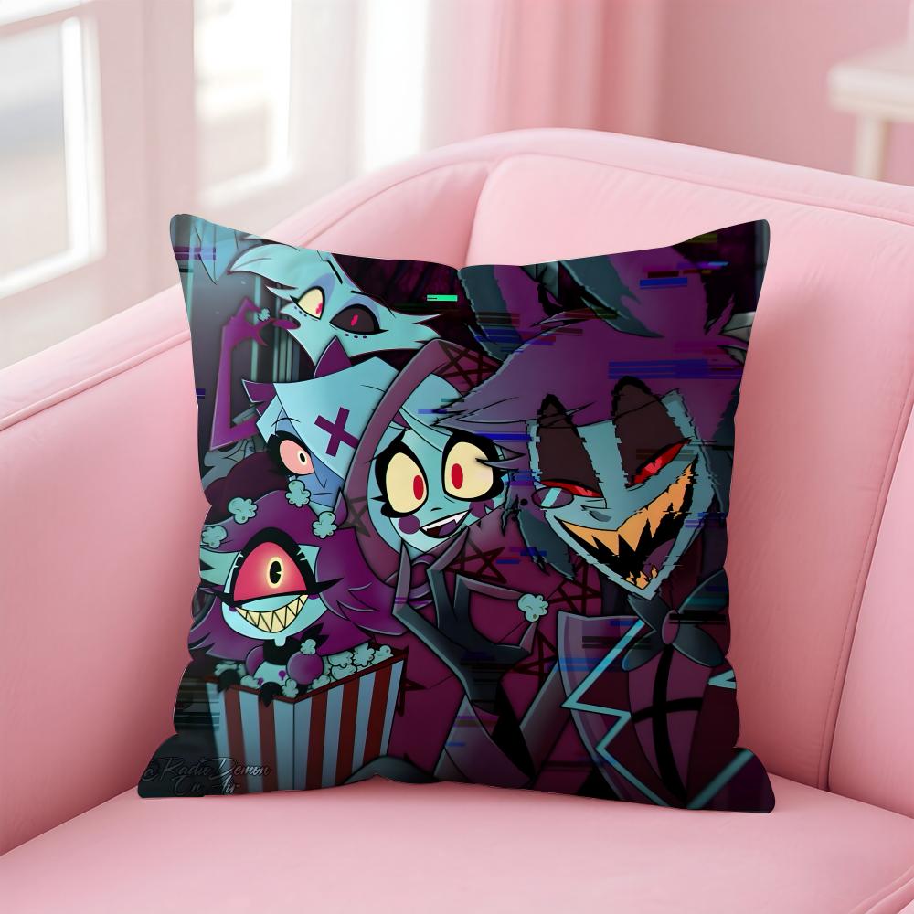 H-Hazbin H-Hotel Anime Cushion Cover Home & Car Multi-Scene Pillow Cover - Reversible, Soft & Durable for Daily Use