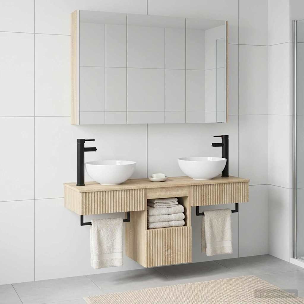 Bathroom Cabinet Set 4 pcs Sonoma Oak 103.5 x 15.5 x 70 cm