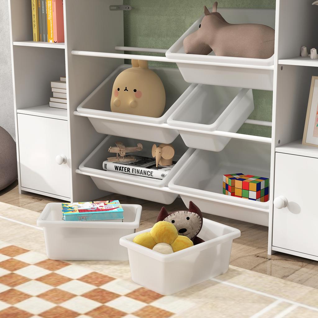Kinder-Aufbewahrungsregal, Regal für Spielzeug und Bücher, für ordentliche Organisation, 8 herausnehmbare Boxen, Weiß