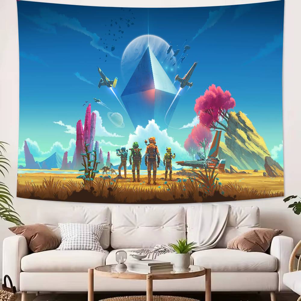 Mode Erkundung Rollenspiele Cool Heiß No Mans Sky Wandteppich Dekoration Schlafzimmer Wohnheim Hintergrundtuch Wandteppich