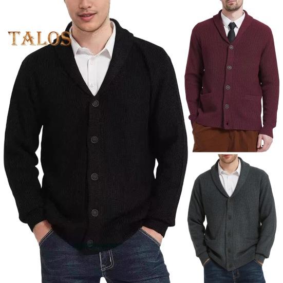 Men's Wool Blend Coat Shawl Collar Sweater Cardigan with Pockets Soft Warm Knitwear Winter Jacket for Work Parties And Sports