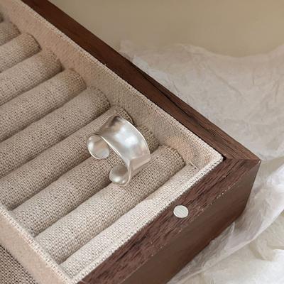 S925 Einfache Design Unregelmäßigen Plissee Sterling Silber Offenen Ring Persönlichkeit Ring Mode Ornament Weibliche