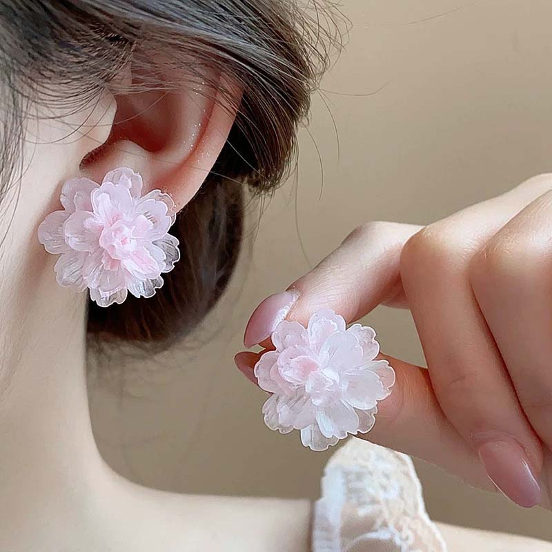 White Petal Flower Drop Earrings for Women Elegant Temperament Simulated Pearl Tassel Earrings Wedding Romantic Jewelry Gifts