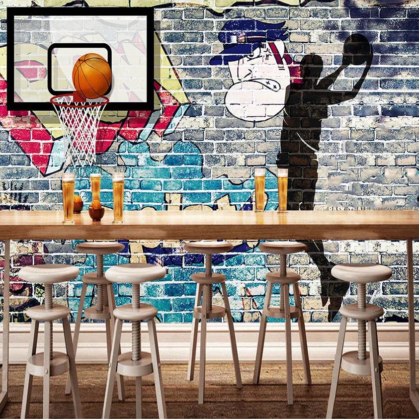 Wallpaper Abstract Graffiti Art Brick Wall Basketball Wall Mural Backdrop Decorative Living Room Mural