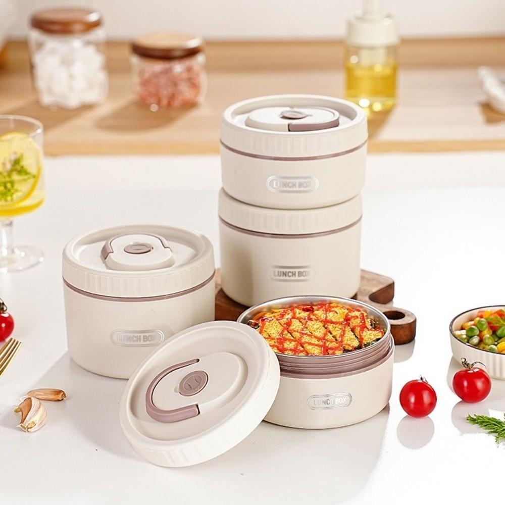 Round Shape Stainless Steel Lunch Box Practical Thermal Lunch Container Outdoor Picnic Box Camping