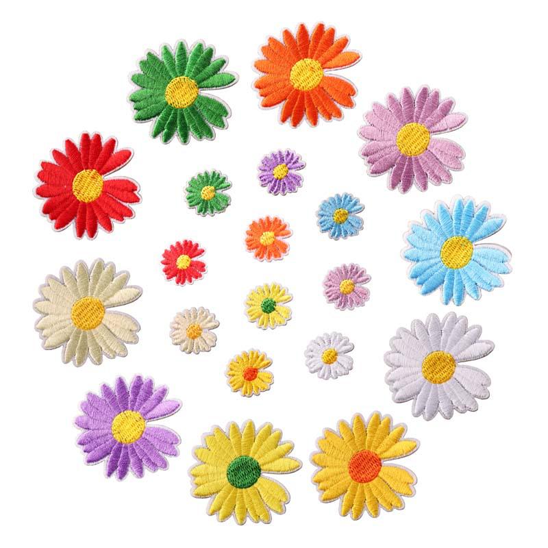 Yixiu Small Daisy Self-Adhesive Embroidery Cloth Patch for Clothing Decoration