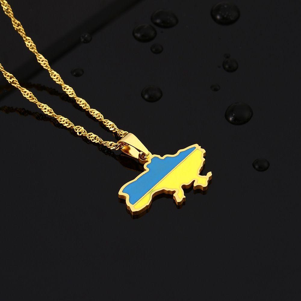 Ukraine Map Pendant Ukraine Map Pendant Necklace Stainless Steel Ethnic Style Metal Pendant Ukraine map