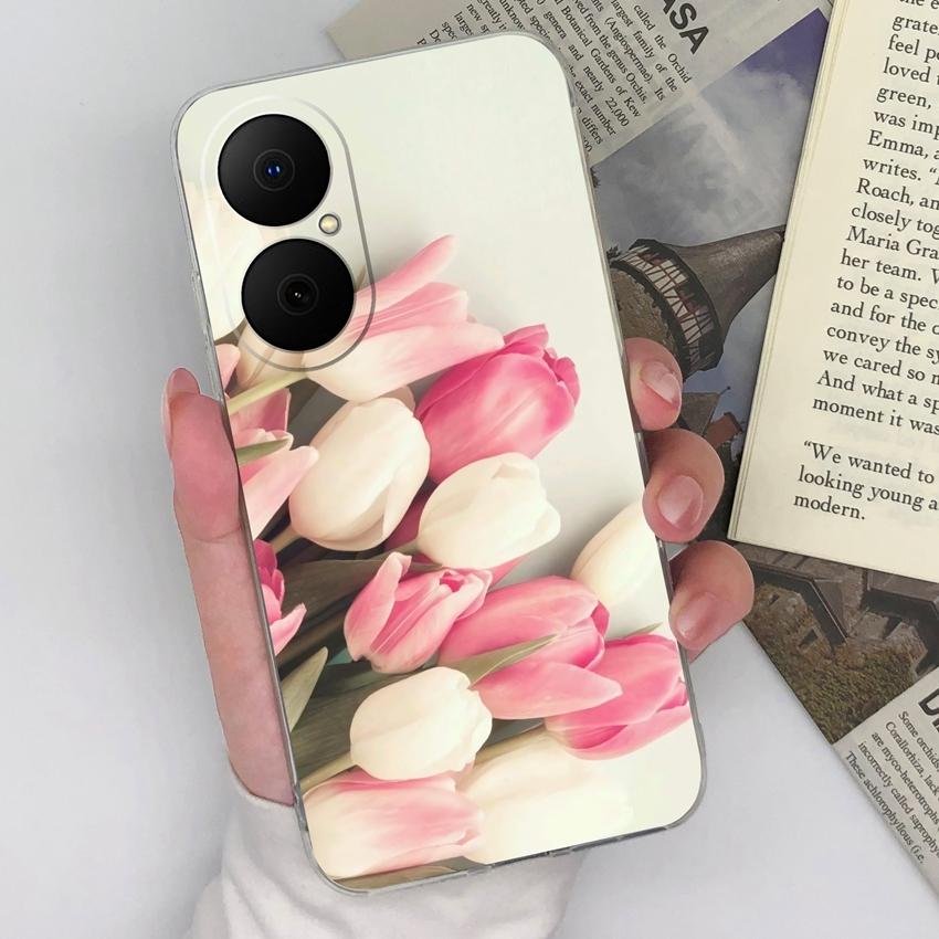 

Для Huawei Enjoy 70x 80 Y5 Y6 Y8p P40 P50 прозрачный чехол с красивым узором в виде бабочек и цветов мягкий силиконовый чехол для защиты линз от падения для Huawei Capa Huawei Y9s