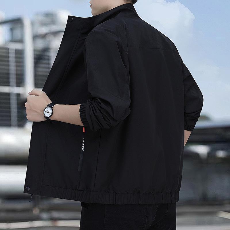 Men's Trendy Stand-up Collar Casual Jacket - Spring/Autumn 2024, Youth Thin, Plus Size.