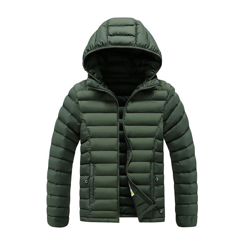 Lightweight Ribs and Cotton Coat for Men In Winter Solid Color Slim Fit Removable Hat Thickened Hooded Top Coat for Men