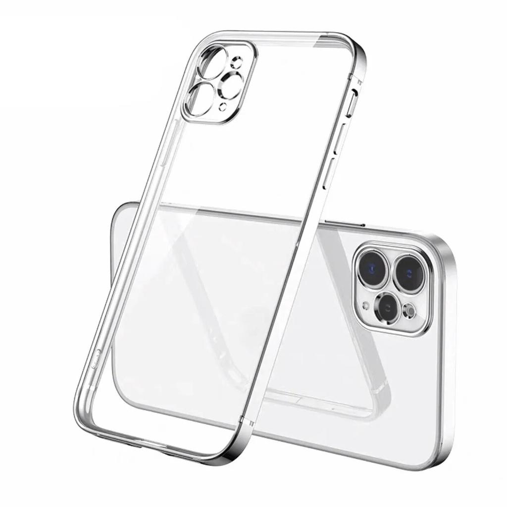 Luxury Square Silicone Clear Phone Case For iPhone 15 14 11 12 13 Pro Mini Xs Max X Xr Se 2020 7 8 Plus Soft Plating Farme Cover