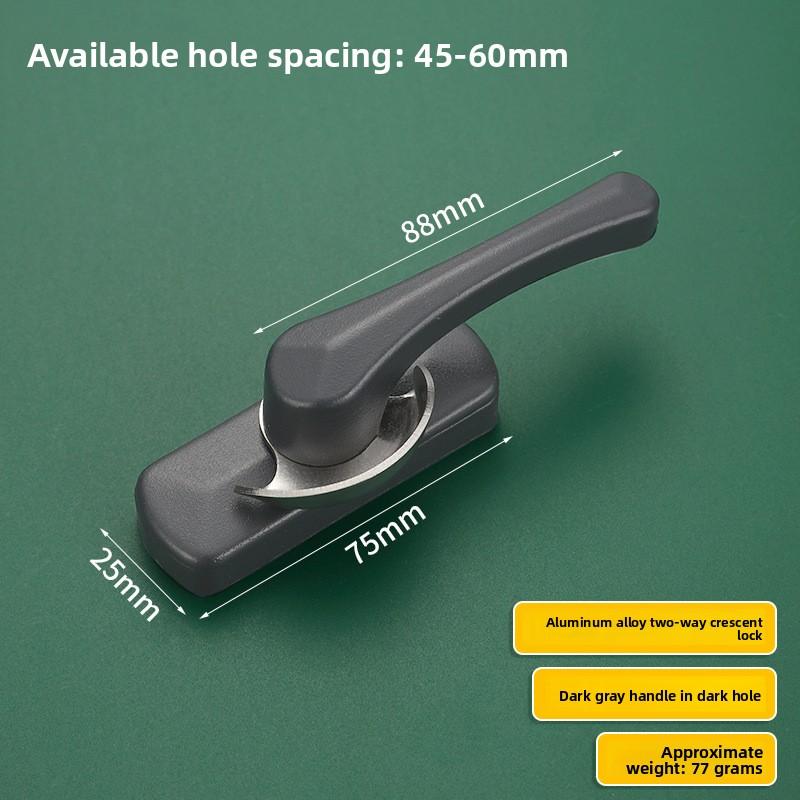 Aluminum Bidirectional Crescent Window Lock Anti‑Theft Sash Latch With Stainless Steel Hook Window Hardware Fitting