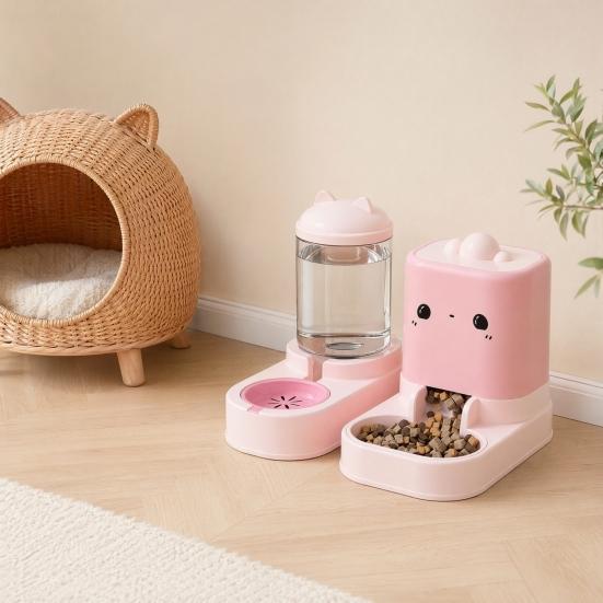jijijing 2Pcs/Set Automatic Pet Feeders, Cat Food Feeder And Water Dispenser, Large Capacity Dispenser for Indoor Cats